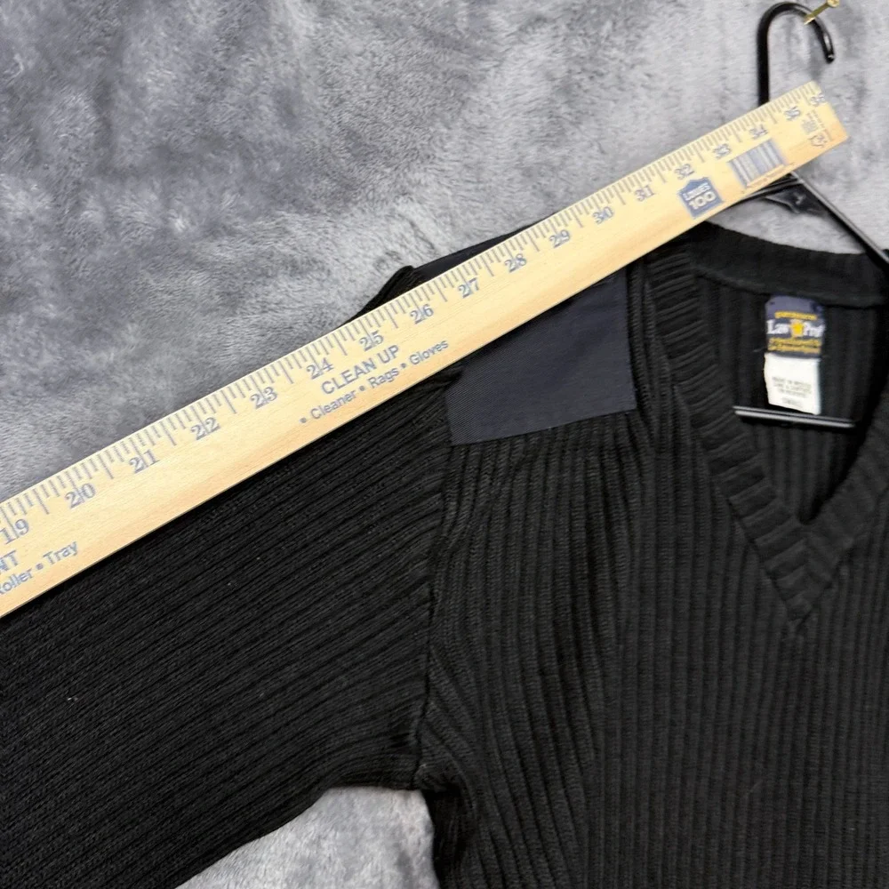 LawPro Commando Sweater Mens Small Black V-Neck Tactical Ribbed Knit Pullover